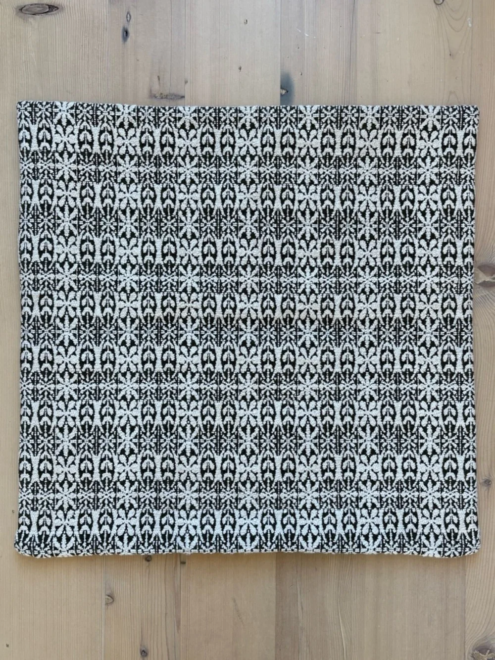 West Elm Dark Gray & White Geometric Knit Square Pillow Case - 24”x24”
